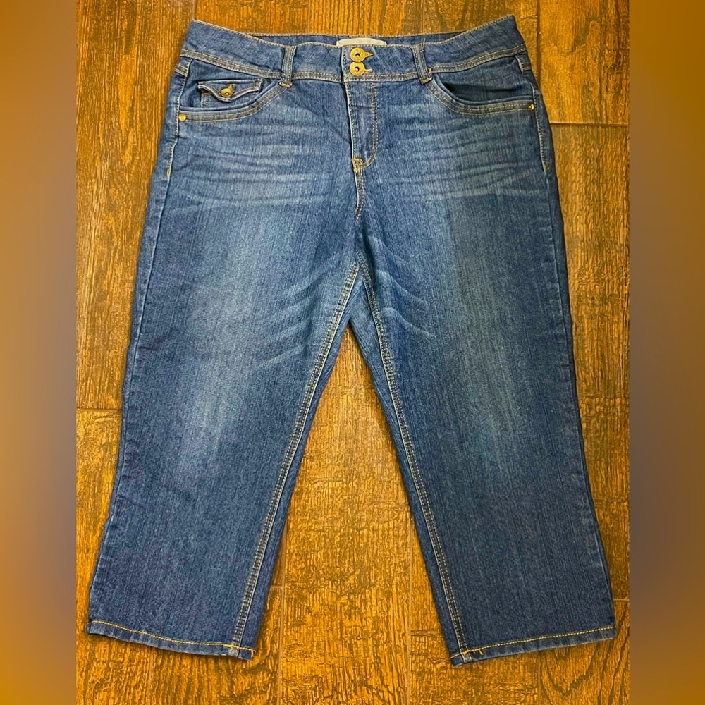 Democracy Hand Crafted Cropped Blue Denim Jeans Size 14